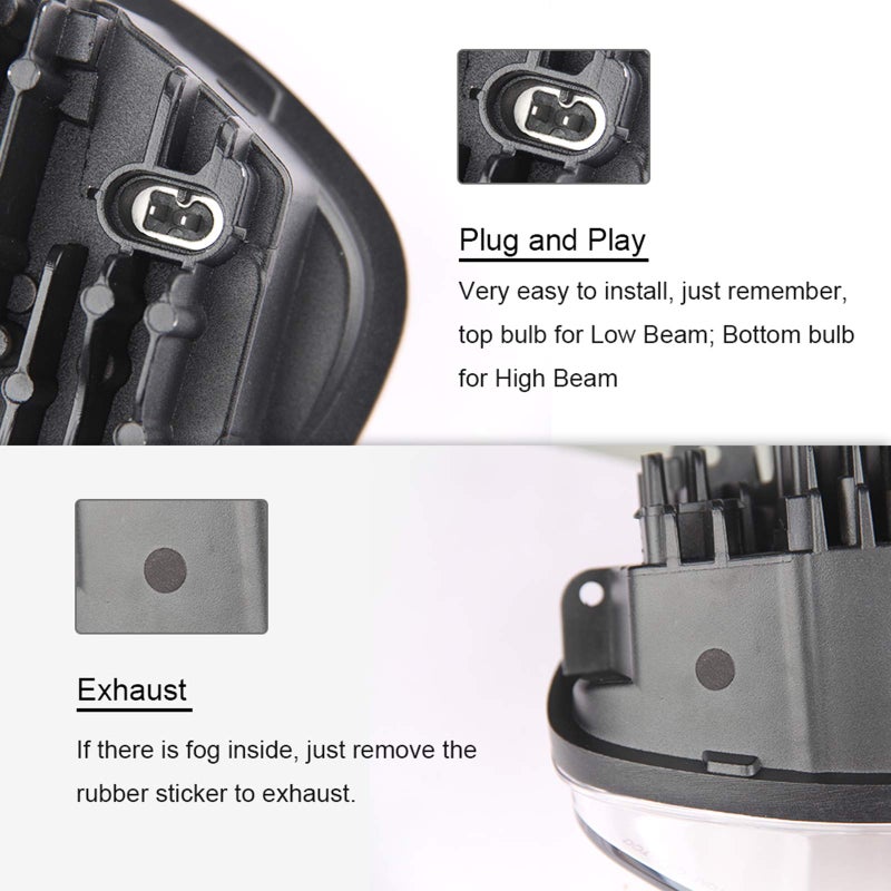 SUNPIE Motorcycle Headlight Assembly Compatible with Victory Cross Country/Hammer 8 Ball/High-Ball/Magnum 2008-2017, 60W High Low Beam Bright White Black Bezel Head Lights Motorbike - Image 4